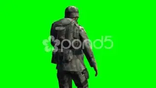 Us Soldier Walks - Seperated On Green Screen