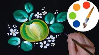 Easy way to paint The Apple by a round brush, irishkalia