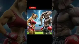 Fight for DAD 🐘🥊🦁LION 🆚 ELEPHANT #cat #cute #fighting
