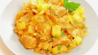Овощное рагу с мясом на сковороде! С картошкой и капустой! Рецепт 