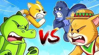 ¡BATALLAS de ANIMALES MUY LOCOS! 😂🦖😹🥊 SILVIOGAMER en PARTY ANIMALS