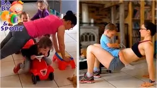 Home fitness mother with many children | BABY & SPORT
