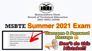 MSBTE New Update | Summer 2021 Username & Password | Don't do this Mistakes