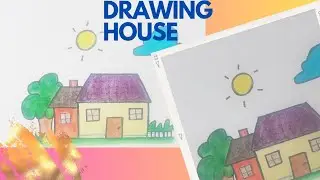 how to draw a house |art for kids by Ipsita | drawing and colouring| drawing and colour with me