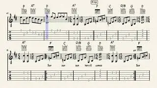Here Comes The Sun - The Beatles | Easy Guitar TAB
