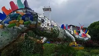 Dragon sculpture made from recycled waste on display in Malaysia for Chinese New Year