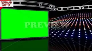 HD Virtual Studio Background with green screen Wall - royalty free
