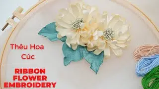 DIY Thêu Hoa Cúc I Thêu Áo Dài I Ribbon Embroidery I Flower Making Tutorial I NhanDo Handmade