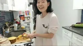 Just cutting up a pineapple.