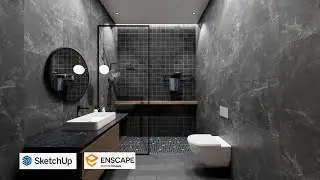 Sketchup interior design #79 Make a dark bathroom  and ensncape render