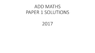AddMaths P1 Solutions - 2017