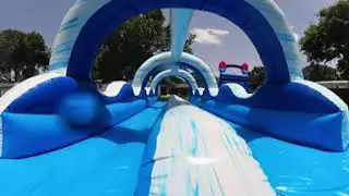 360° Video 32ft Double Lane Water Slide | Move the Camera in 360°