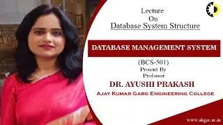 DATABASE SYSTEM STRUCTURE || DATABASE MANAGEMENT SYSTEM || LECTURE 02 BY DR  AYUSHI PRAKASH || AKGEC