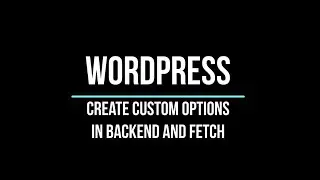 Create Custom Options in Backend | WordPress Development
