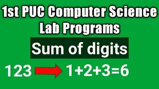 Write a program to find sum of digits of given number | 1st puc computer science lab programs