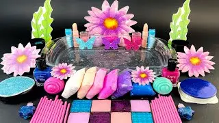 PURPLE SLIME | Mixing Random Cute, shiny things into slime #ASMR #Satisfying #slimevideos#슬라임
