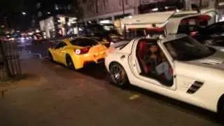 Loud! Yellow Ferrari 458's and SLS