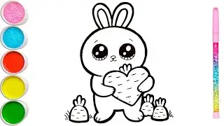 How to draw a cute bunny and a carrot, the characters of the game Ban Ban, heart