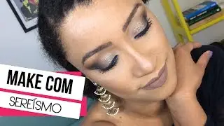 MAKE COM GLITTER E TOQUE AZUL | PELE NEGRA