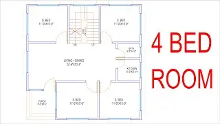 HOUSE PLAN DESIGN | EP 297 | 1024 SQUARE FEET 4 BEDROOMS HOUSE PLAN | LAYOUT PLAN