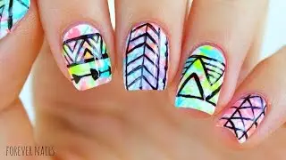 DIY Paint Splatter Tribal Nails