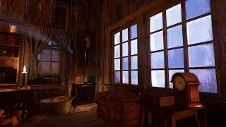 Wild West Wooden Cabin Ambience | Heavy Rain and Rolling Thunder Sounds