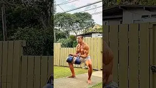 20 kg./44 lbs. Kettlebell Squat Curl Thruster - age 55, March 30, 2024, 6:27 pm.