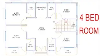 HOUSE PLAN DESIGN | EP 301 | 1000 SQUARE FEET 4 BEDROOMS HOUSE PLAN | LAYOUT PLAN