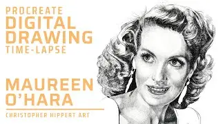 Drawing Maureen O'Hara | Time-Lapse Portrait Drawing of Maureen O'Hara | Procreate Drawing
