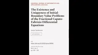 The Existence and Uniqueness of  Initial-Boundary Value Problems of the Fractional Ca... | RTCL.TV