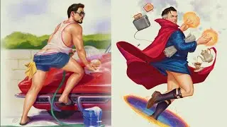 Artist Draws Male Superheroes In A Classic Pin-Up Style | Mini Beast