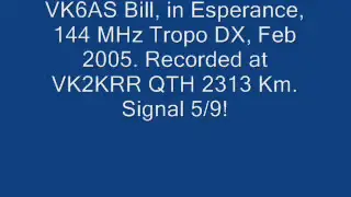 [2m Tropo] VK6AS in Esperance listening for the last call.. 144 MHz - 2313 Km Tropo