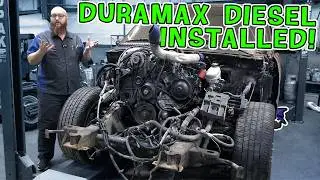 The Duramax Diesel is FINALLY in my Shot Up Silverado