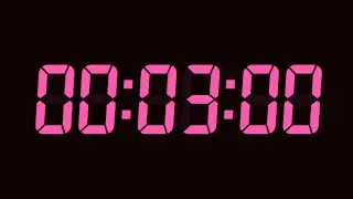 3 Minute Digital Countdown Timer | Dark Background | Fuchsia Pink Text | No Sounds