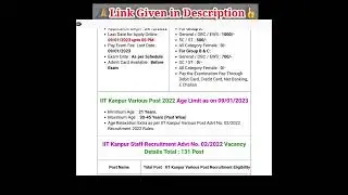 IIT Kanpur Various Post Recruitment 2022 | Apply Online #updatepointviasp #exam #new #iitkanpur