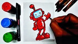 How to draw cute robot 🤖 | step by step cute robot Drawing✨ | robot painting 🎨 #art #drawing #viral 