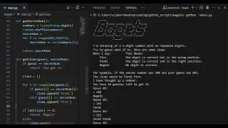 ASMR Programming - Bagels Logic Game in Python - No Talking