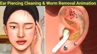 #ASMR | Ear Piercing Cleaning | Ear maggot & worm removal Animation  || PV Gaurav
