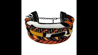 5 Strand African Print Choker| Brown, White, Orange, Gold Choker| African Choker Women |Cloth & Cord