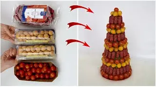 Idea: Decorate the table with a Christmas tree made of sausage and cheese for Christmas.