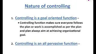 Nature of controlling | Controlling | Chapter - 8 | Class - 12 | Business studies