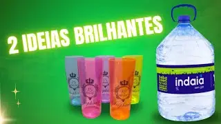 💡 2 IDÉIAS INCRÍVEIS USANDO GALÃO DE 5 LITROS E COPOS DE FESTA
