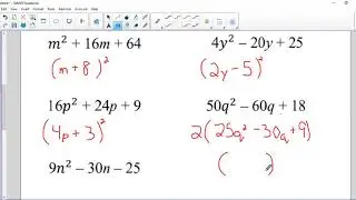 Perfect square trinomials