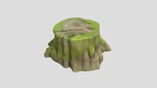 Tree Stump Mossy 4 - low poly PBR 3d model