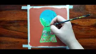 Beautiful World View From A Lock Hole | Step By Step Acrylic Painting 🖼🖌