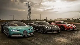 Forza Horizon 5 Drag race: Rimac Nevera vs Bugatti Chiron vs Koenigsegg Agera RS