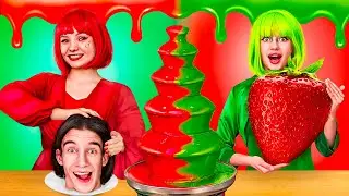 Sfida Della Fonduta Della Fontana di Cioccolato / Mangiare Solo Un Alimento Colorato per 24 Ore