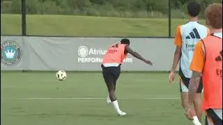 Real Madrid goalkeeper Andrey Lunin's football training