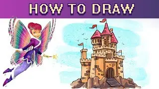 How To Draw A Castle On A Rock - Beginners Drawing Tutorial