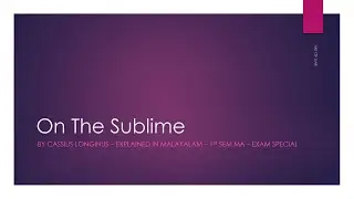 On The Sublime by Longinus in Malayalam - MA English - NET